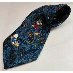 Disney Mickey Inc. Vtg Tie 100% Silk Mickey,Goofy,Donald Paisley
